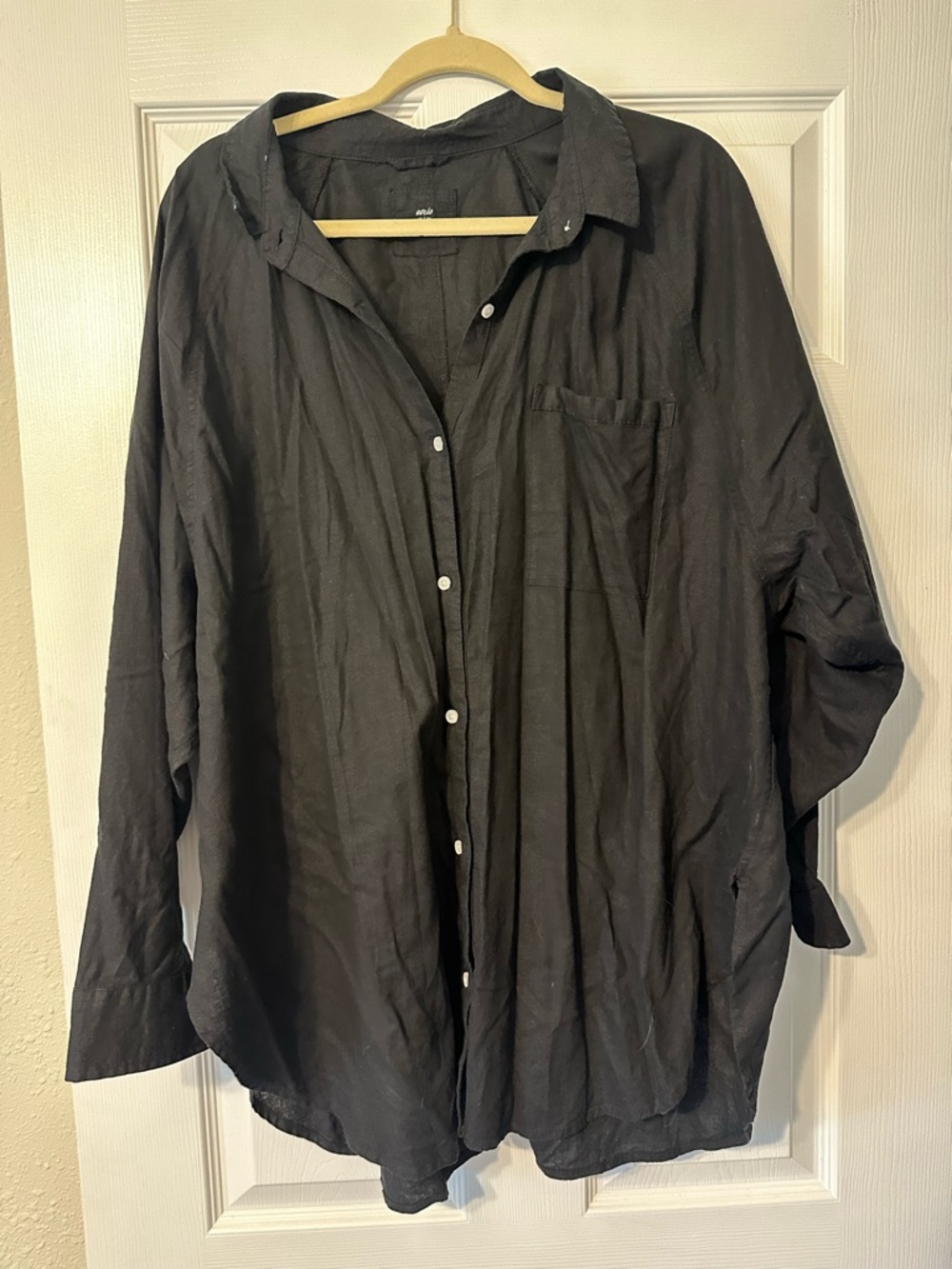 aerie Black Oversized Button-Up Shirt